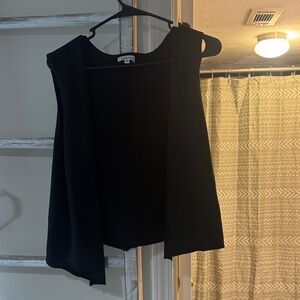 White birch Black Sleeveless Open Front Vest